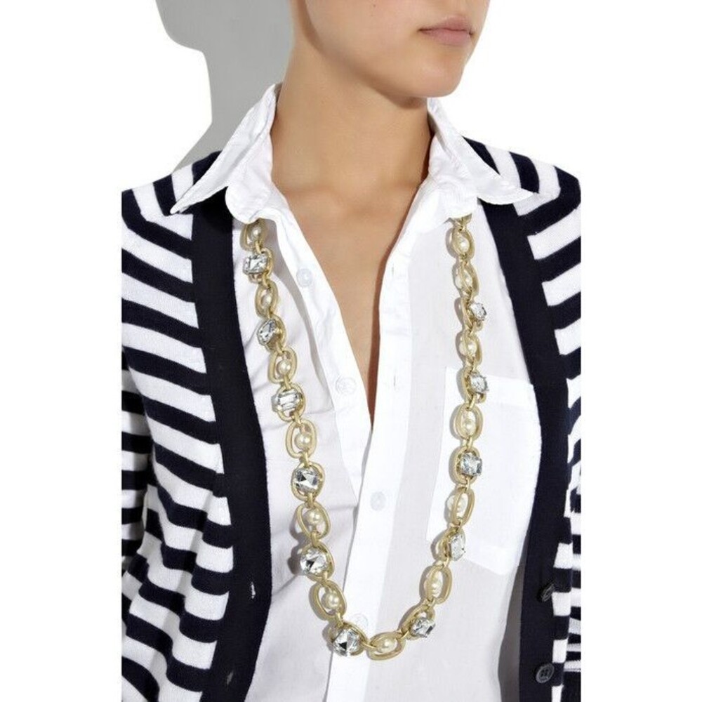 Lee Angel Neiman Marcus Women's Desiree Crystal Pearl Statement Necklace NIP 495